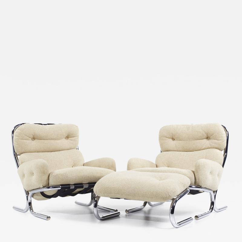 Milo Baughman Milo Baughman for Directional Mid Century Chrome Chair and Ottoman Set