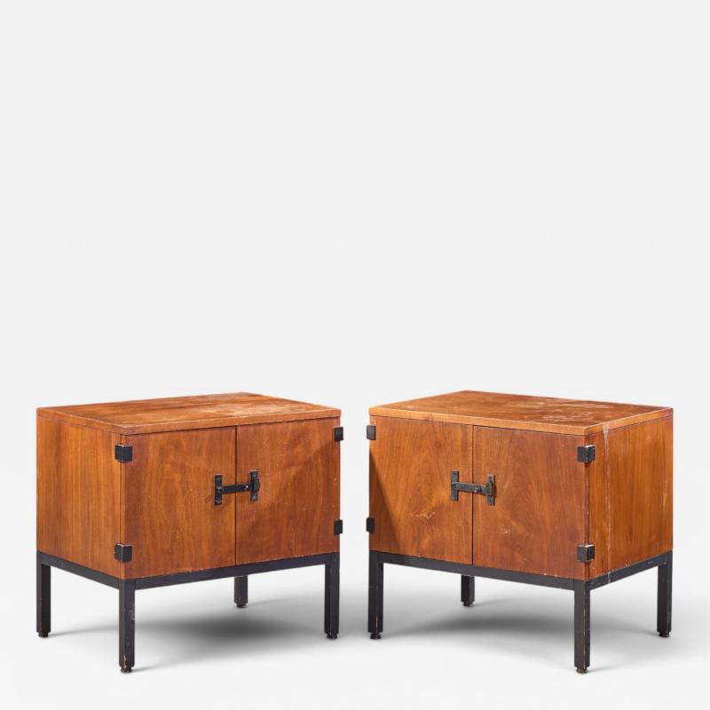 Milo Baughman Milo Baughman for Directional Mid Century Walnut Nightstands Pair