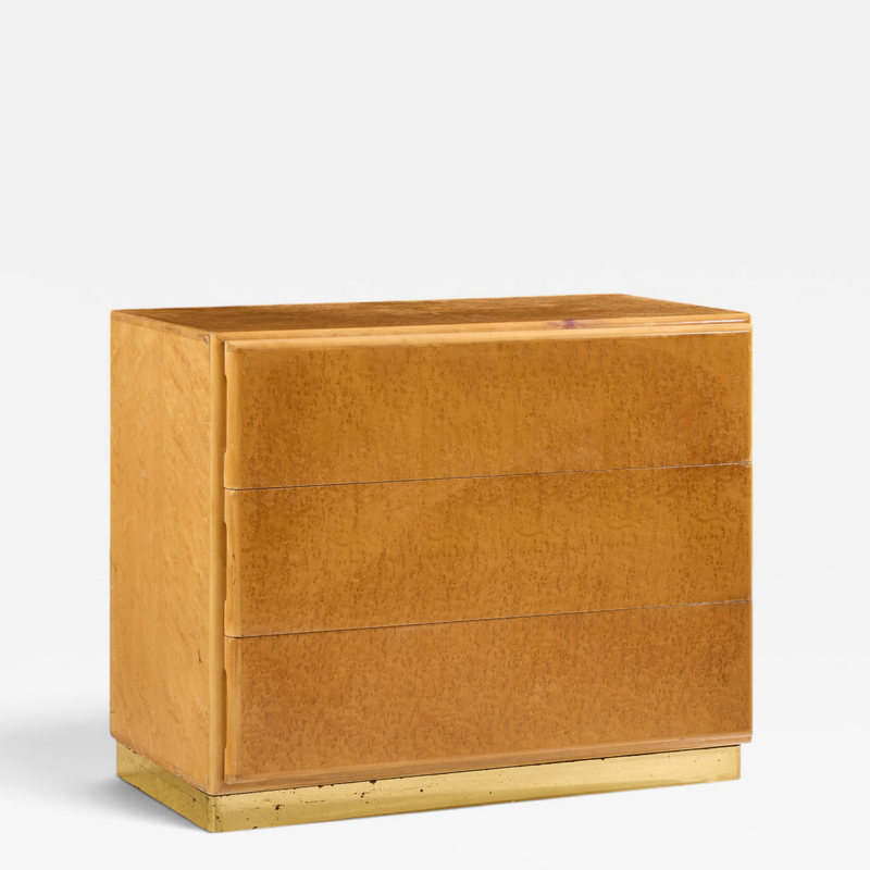 Milo Baughman Milo Baughman for Thayer Coggin Birdseye Maple Brass Chest of Drawers Dresser