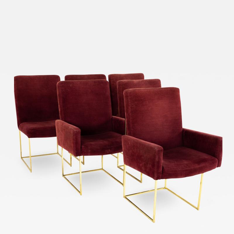 Milo Baughman Milo Baughman for Thayer Coggin Brass and Velvet Thinline Dining Chairs