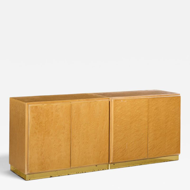 Milo Baughman Milo Baughman for Thayer Coggin Mid Century Birdseye Maple and Brass Credenza