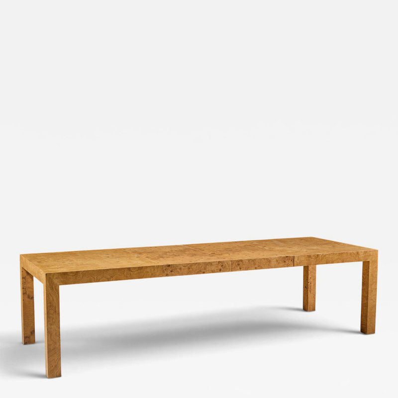 Milo Baughman Milo Baughman for Thayer Coggin Mid Century Burlwood Dining Table with 2 Leaves