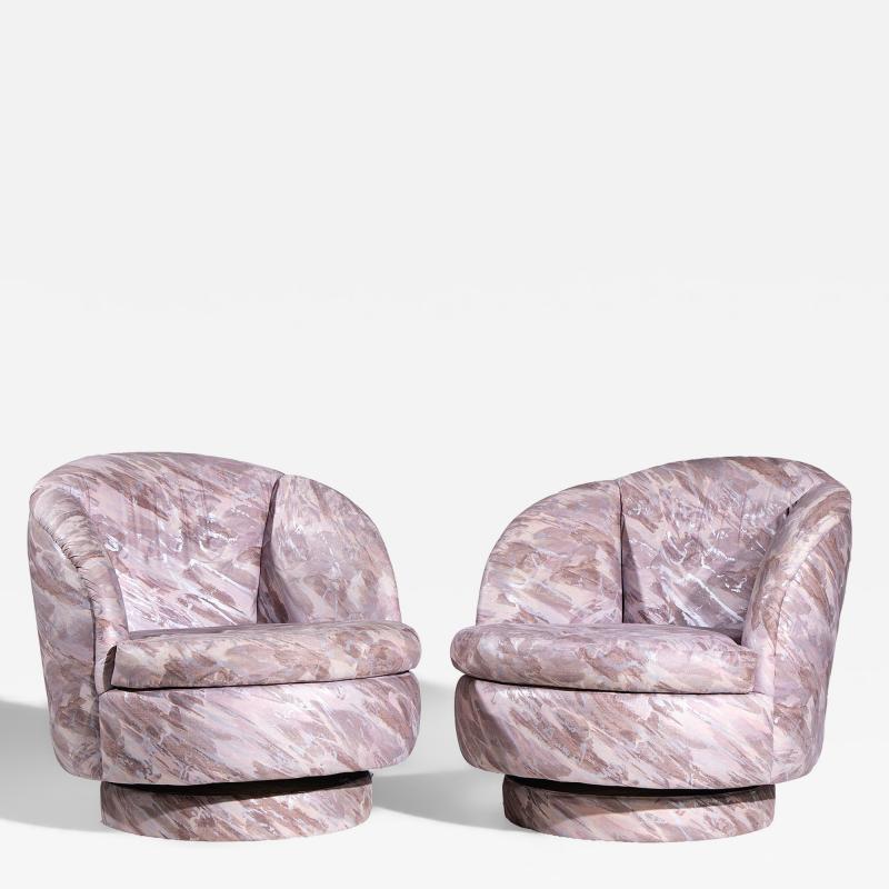 Milo Baughman Milo Baughman for Thayer Coggin Mid Century Swivel Tilt Lounge Chairs Pair