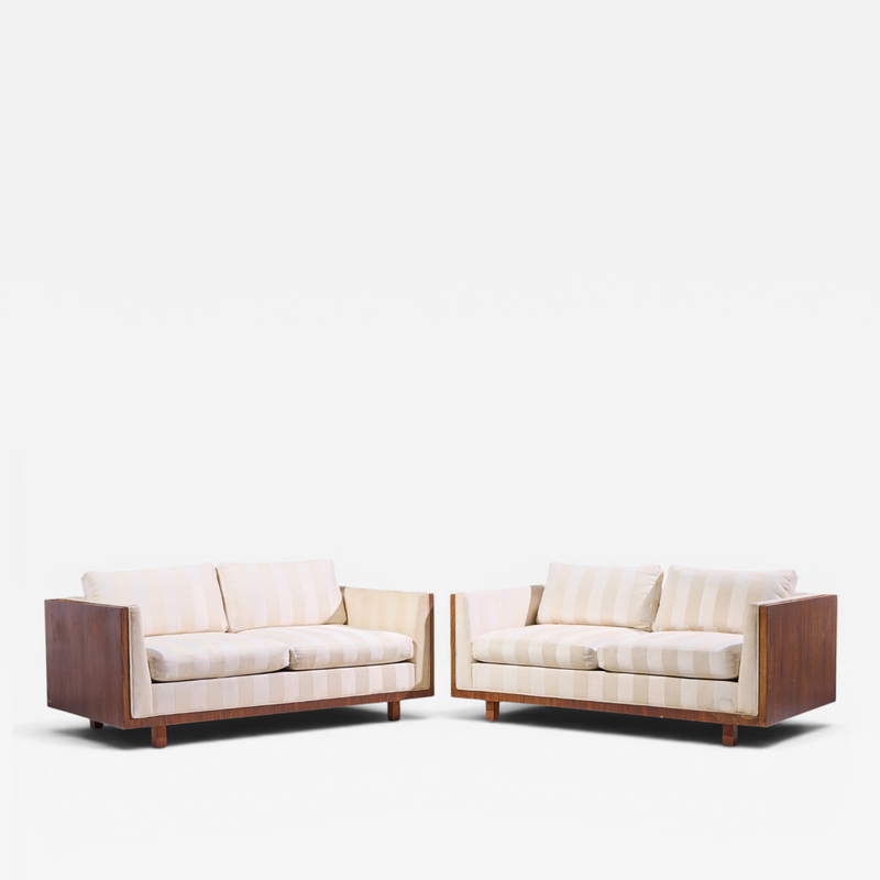 Milo Baughman Milo Baughman for Thayer Coggin Style Mid Century Rosewood Case Loveseat Pair