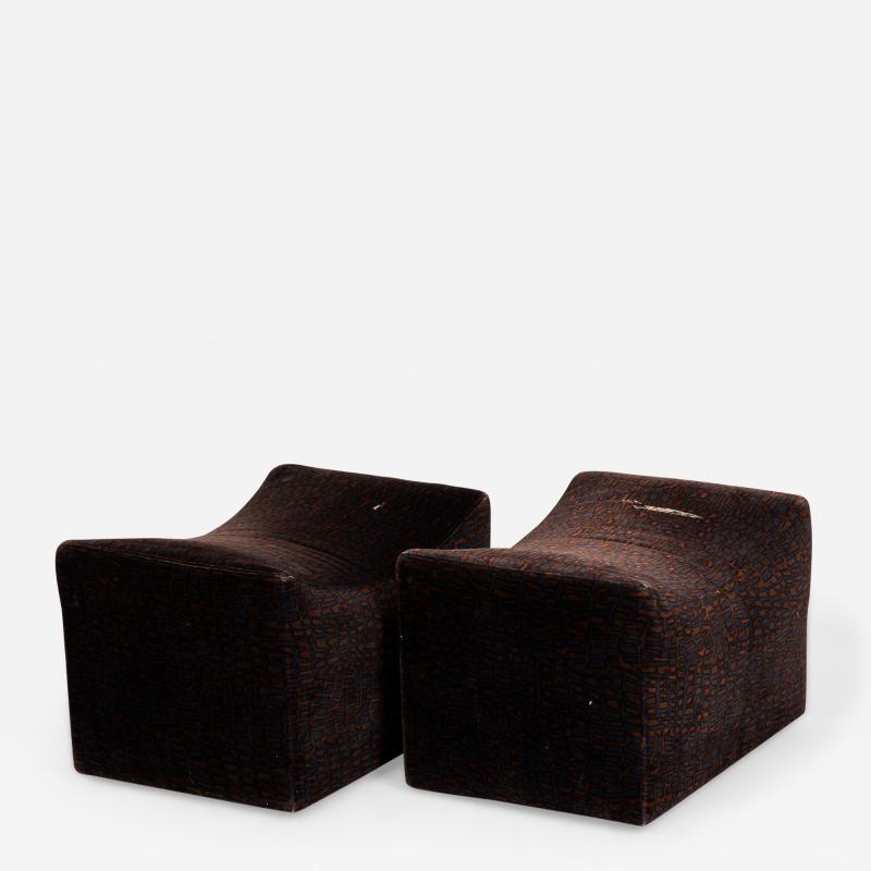 Milo Baughman Milo Baughman for Thayer Coggin Upholstered Rolling Saddle Ottomans