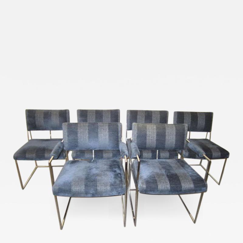Milo Baughman Outstanding Set of Six Milo Baughman Chrome Dining Chairs Mid Century Modern