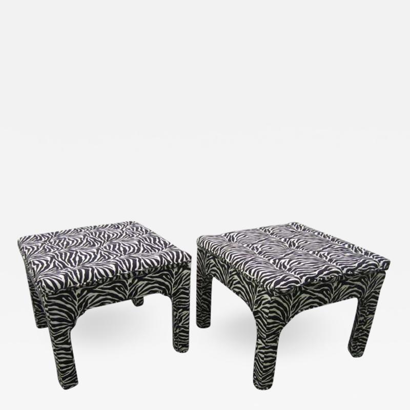 Milo Baughman Pair Milo Baughman Style Square Upholstered Bench Stools Mid century