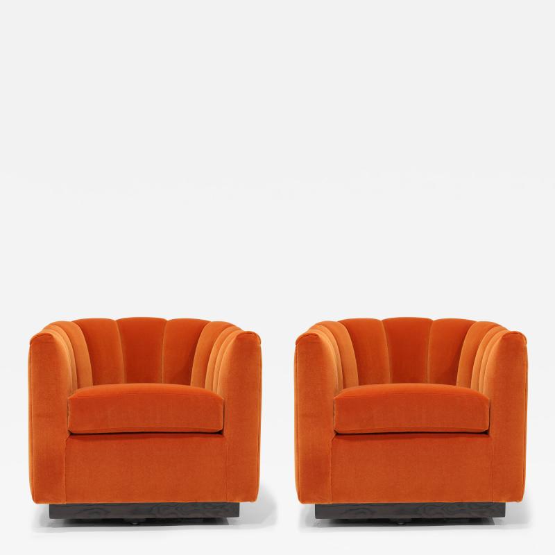 Milo Baughman Pair of Channel Back Swivel Chairs 1970s