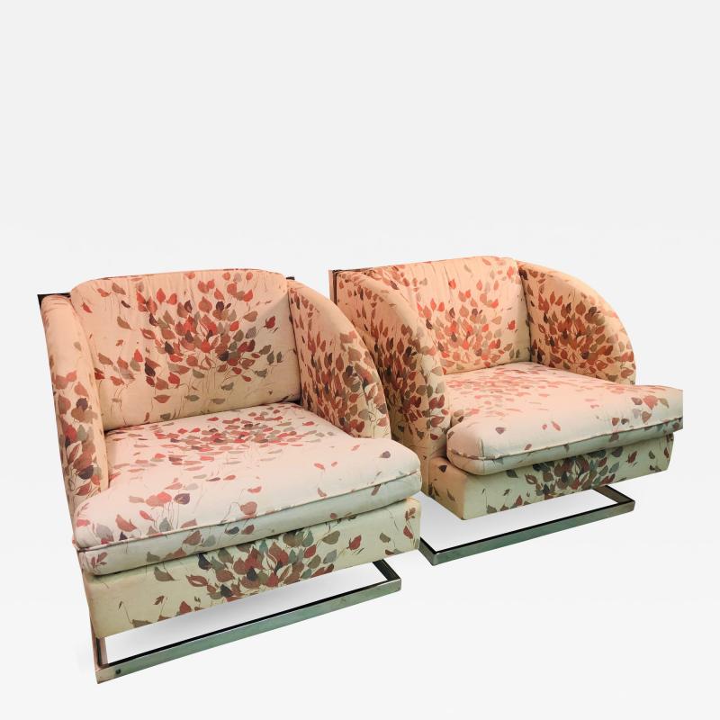 Milo Baughman Pair of Milo Baughman Chairs with Unusual Design