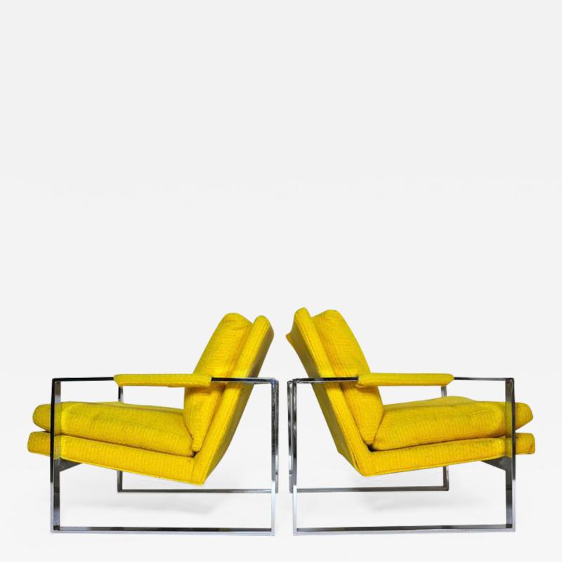 Milo Baughman Pair of Milo Baughman Chrome Frame Lounge Chairs