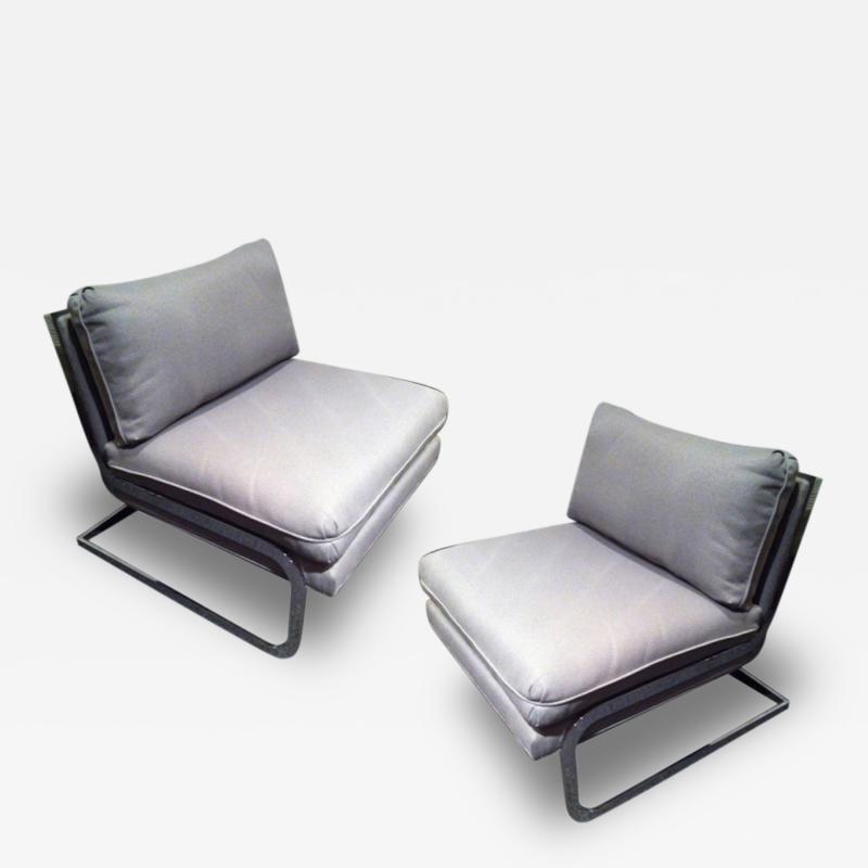 Milo Baughman Pair of Milo Baughman Club Chairs