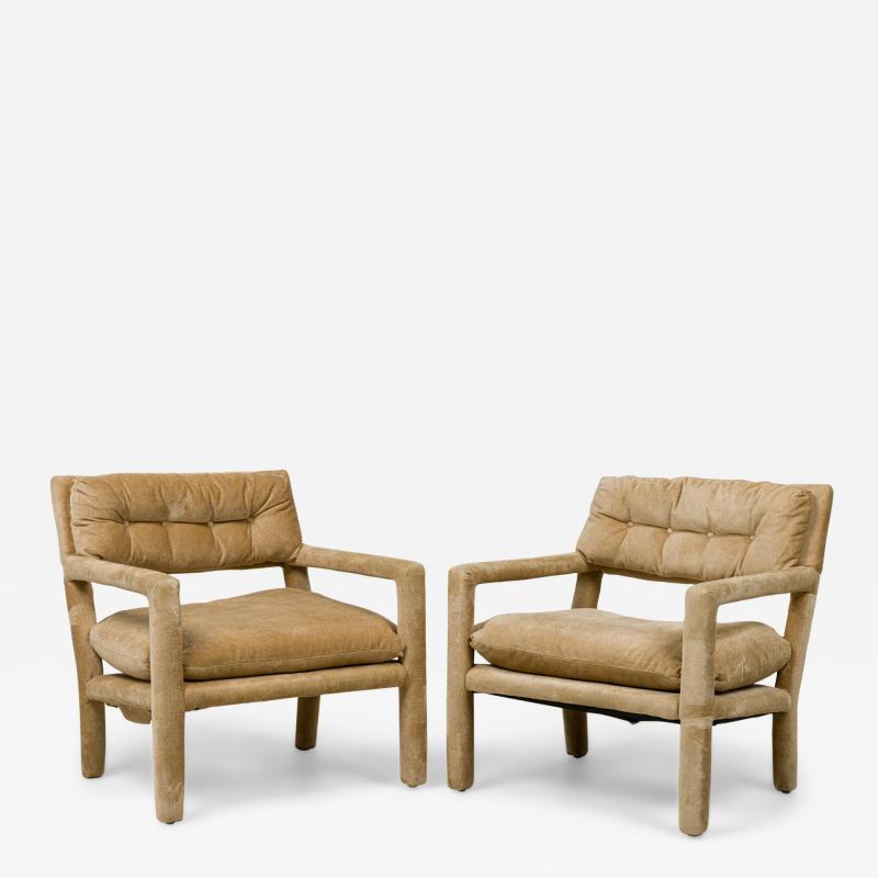 Milo Baughman Pair of Milo Baughman Mid Century American Modern Upholstered Parsons Armchairs