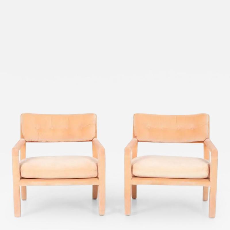 Milo Baughman Pair of Milo Baughman Parsons Style Lounge Pull Up Chairs