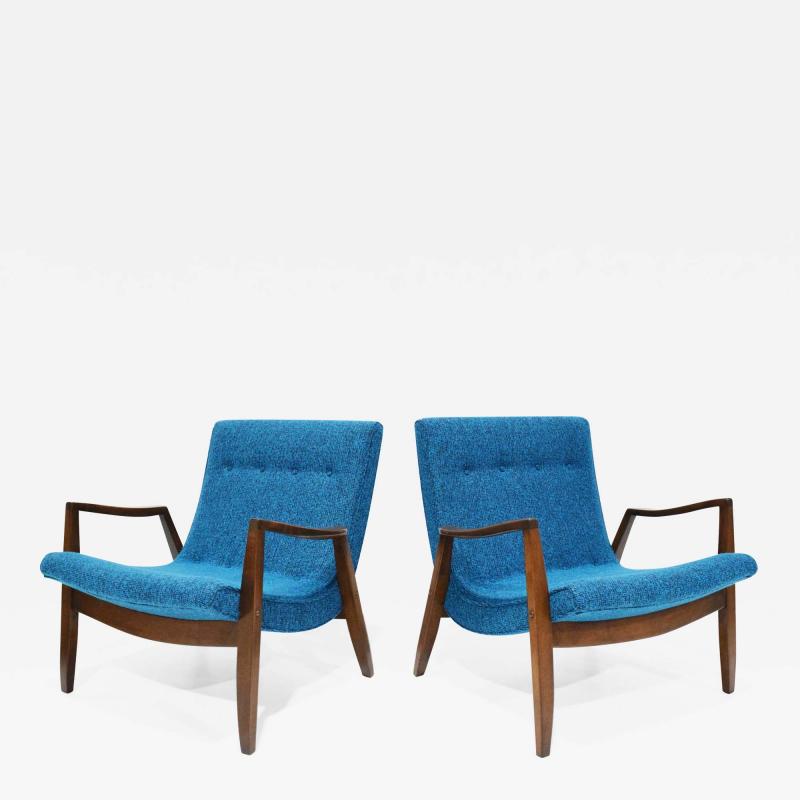 Milo Baughman Pair of Milo Baughman Scoop Lounge Chairs in Knoll Upholstery