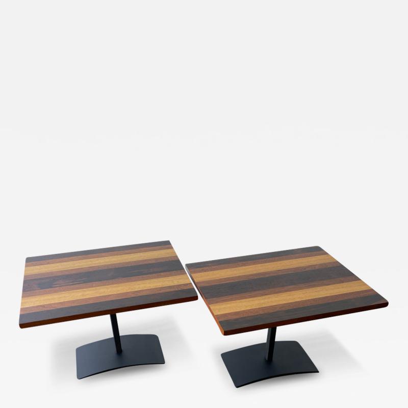 Milo Baughman Pair of Milo Baughman Striped End Tables for Directional