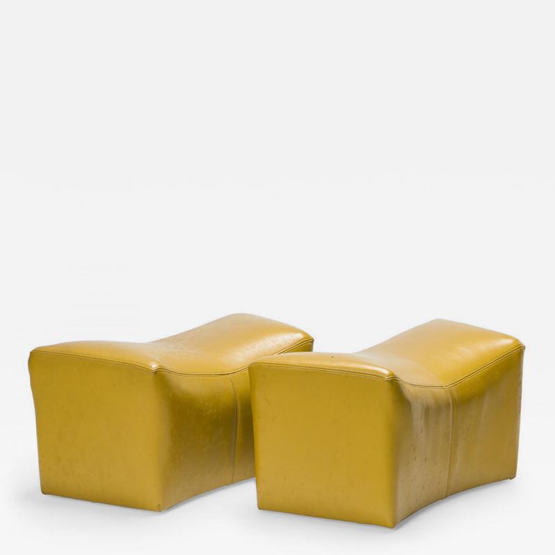 Milo Baughman Pair of Milo Baughman for Thayer Coggin American Mid Century Yellow Leather Sadd