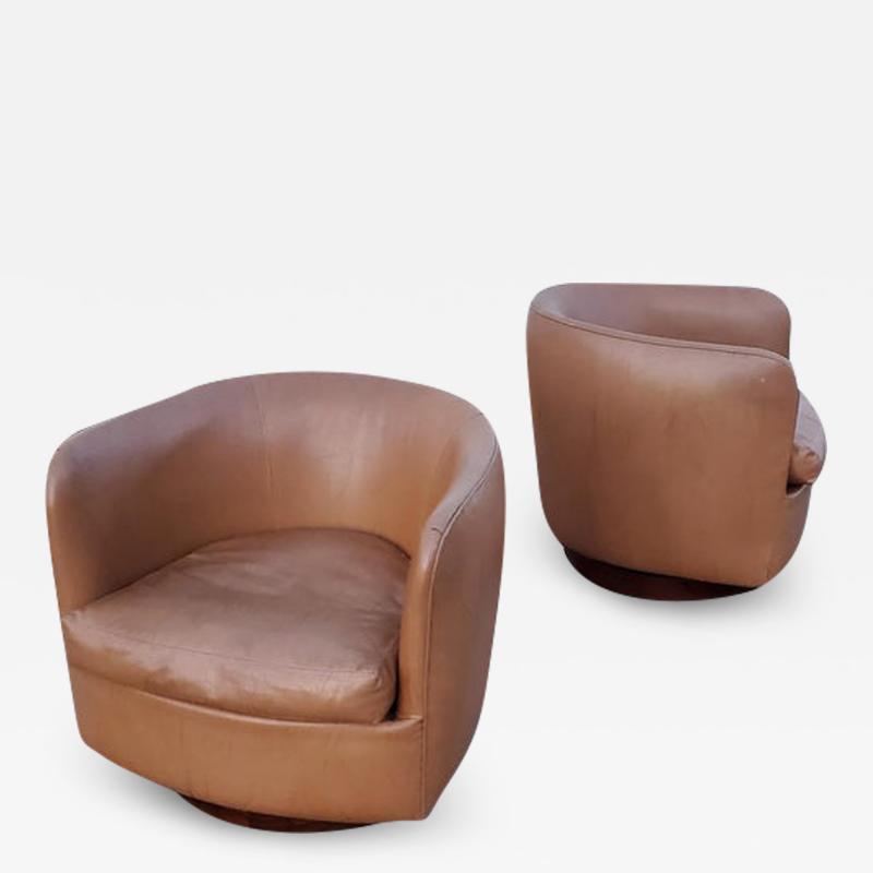 Milo Baughman Pair of Milo Baughman for Thayer Coggin Tilt Swivel Lounge Chairs