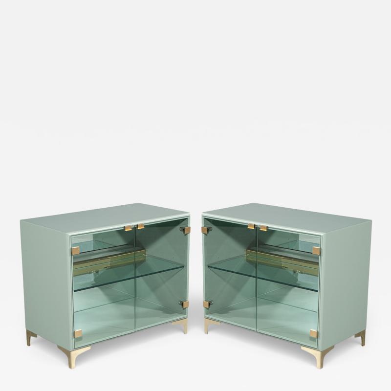 Milo Baughman Pair of Modern Sage Green Display End Tables by Milo Baughman for Thayer Coggin