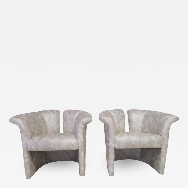 Milo Baughman Pair of Signed Milo Baughman Barrel Back Lounge Chairs Mid Century Modern