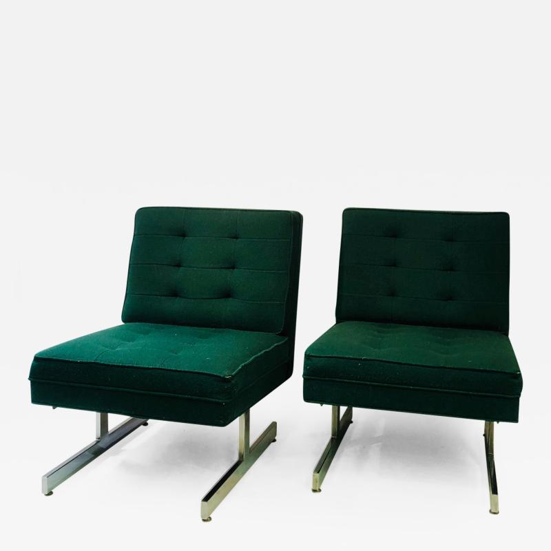 Milo Baughman Pair of Unusual Design Chairs with Chrome Legs Attributed to Milo Baughman