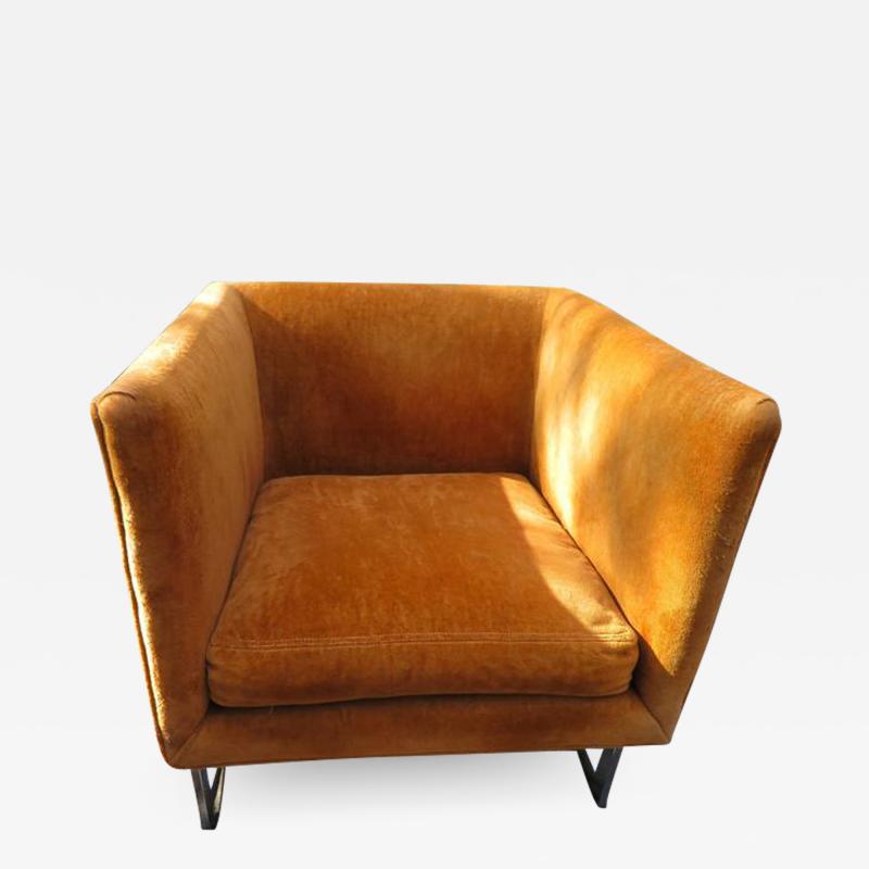 Milo Baughman Petite Milo Baughman Chrome Cube Lounge Chair Mid Century Modern
