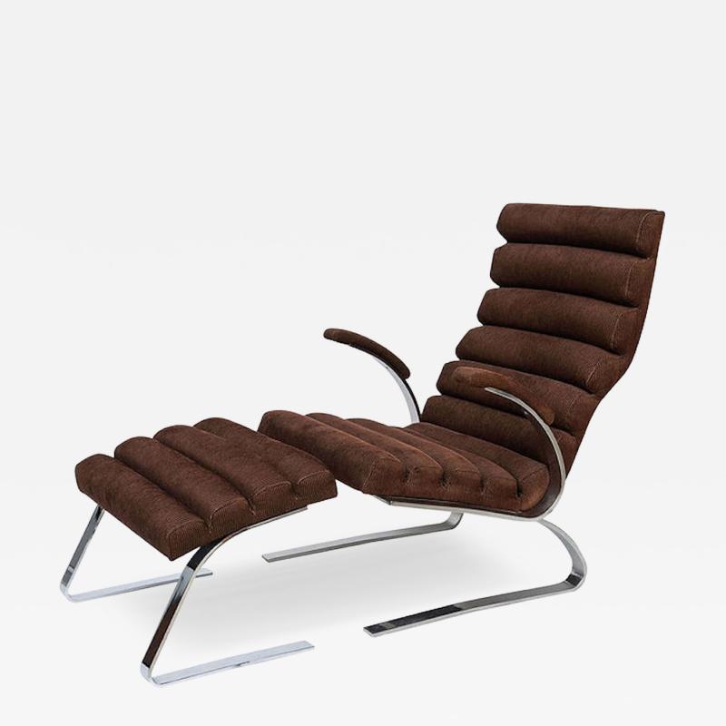 Milo Baughman Polished Chrome Chair and Ottoman by Milo Baughman for Thayer Coggin