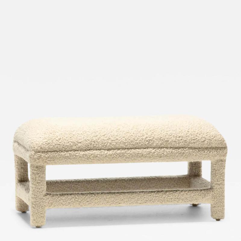 Milo Baughman Post Modern Milo Baughman Parsons Style Bench in Ivory White Boucl circa 1980s