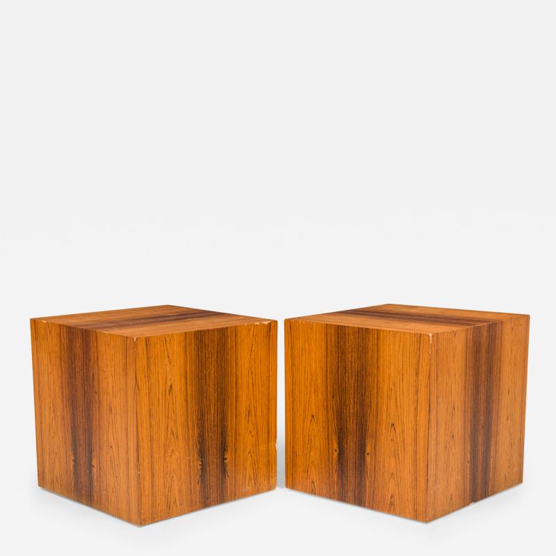 Milo Baughman Rosewood Veneer Cube End Side Tables