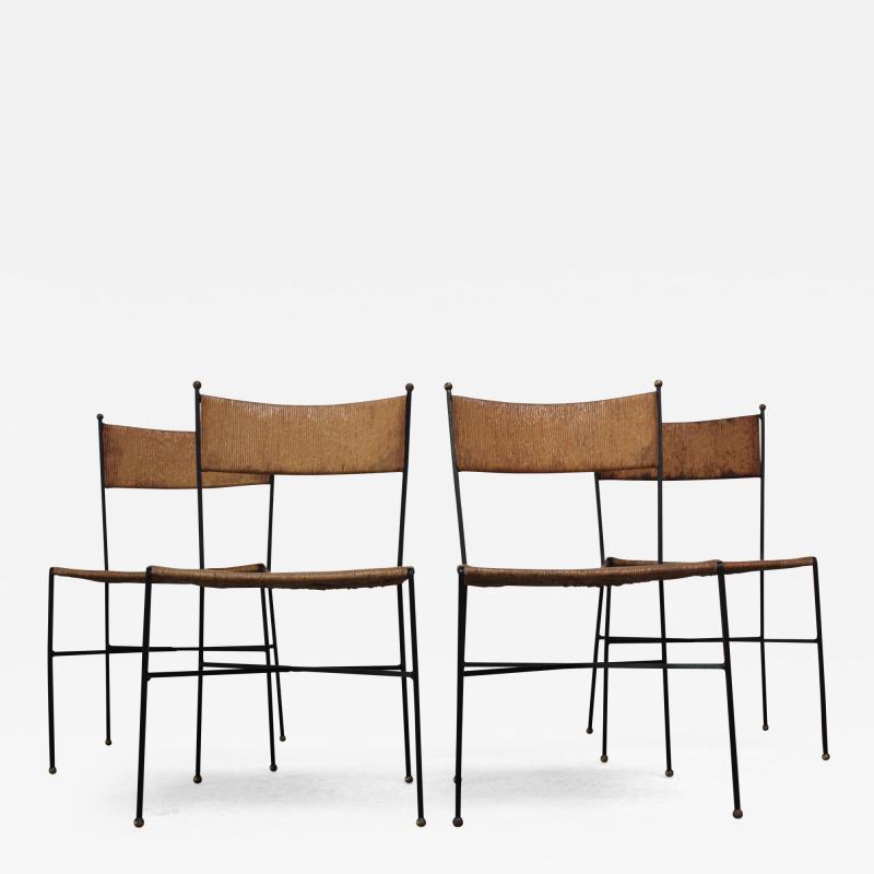 Milo Baughman Set of Four Iron and Rush Chairs by Milo Baughman for Murray Furniture