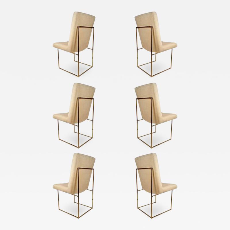 Milo Baughman Set of Six Milo Baughman Architectural Brass Dining Chairs
