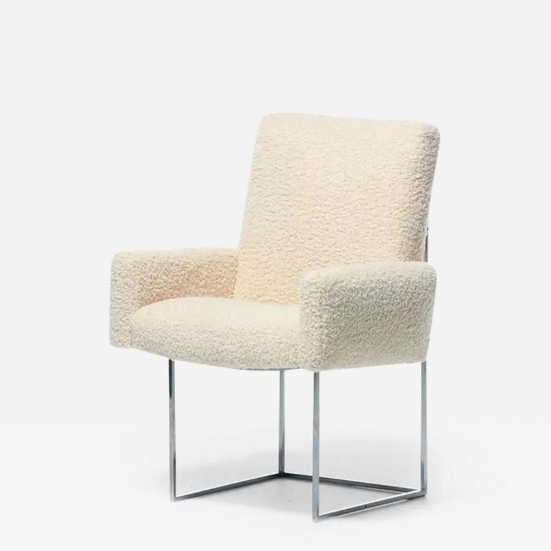 Milo Baughman Set of Twelve Milo Baughman for Thayer Coggin Dining Chairs in Lux Ivory Boucl 