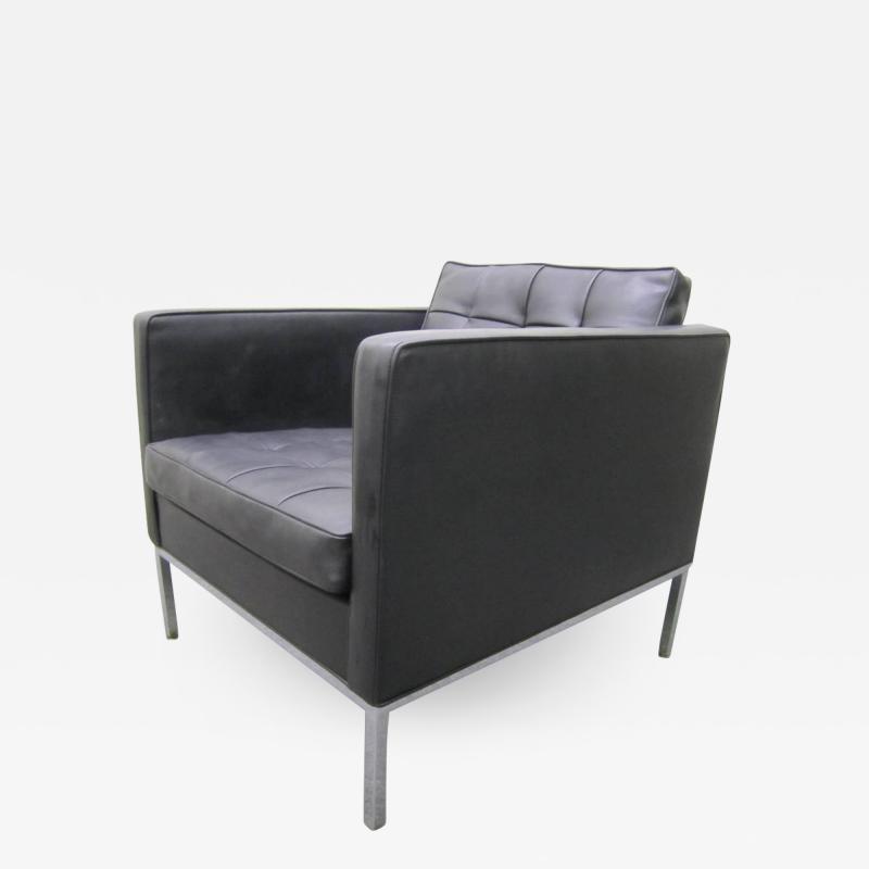 Milo Baughman Signed Milo Baughman Chrome Base Cube Lounge Chair Mid Century Modern