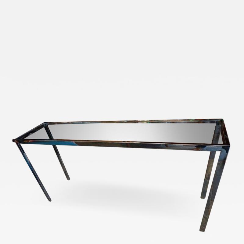 Milo Baughman Sleek Milo Baughman Chrome and Glass Console Table Mid Century Modern