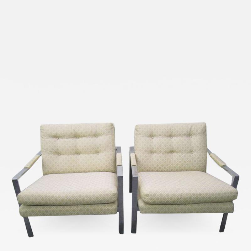 Milo Baughman Stunning Pair of Milo Baughman Chrome Cube Chairs Mid Century Modern