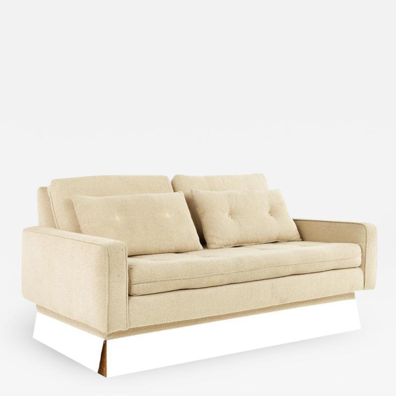 Milo Baughman Style Mid Century Chrome Base Settee Sofa