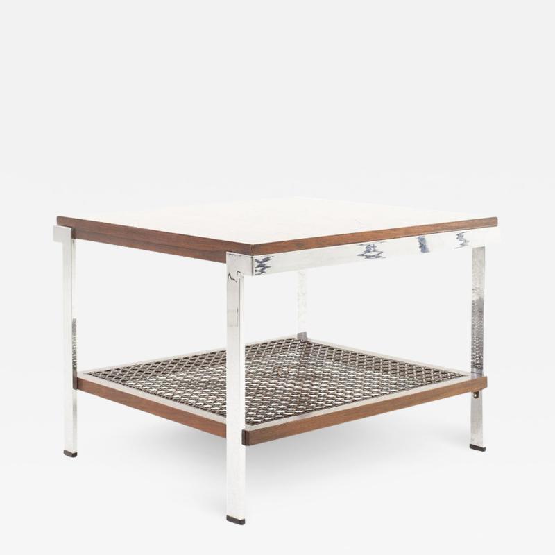 Milo Baughman Style Mid Century Rosewood and Chrome Side Table