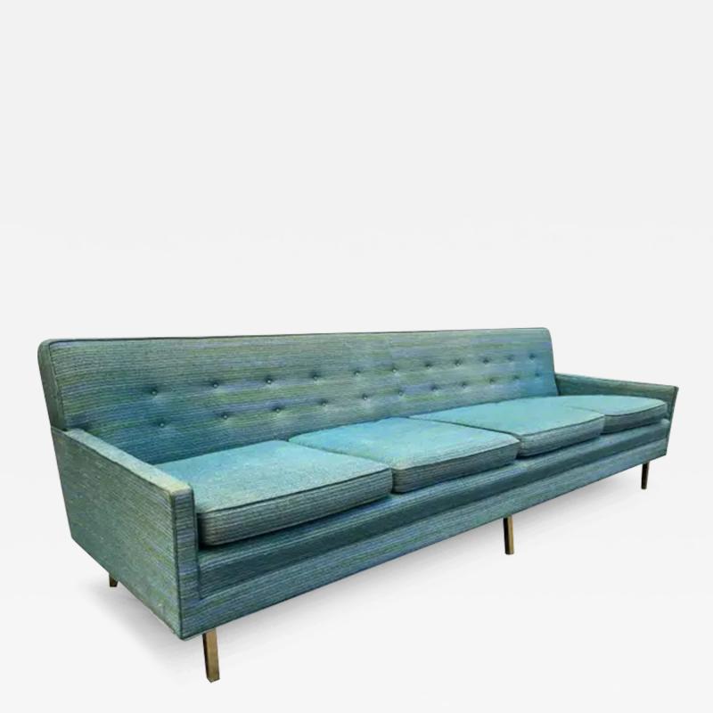 Milo Baughman Ultra Rare Milo Baughman James Inc 4 Seater Sofa Brass Legs Mid Century Modern