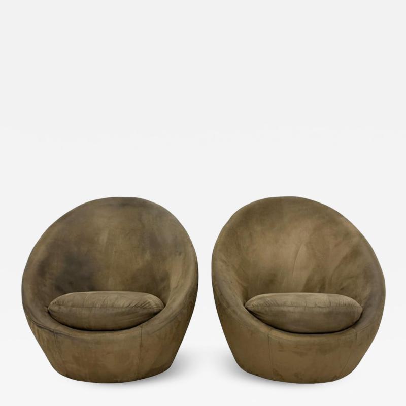 Milo Baughman Vintage Pair Milo Baughman for Thayer Coggin Swivel Egg Lounge Chairs USA 1960s