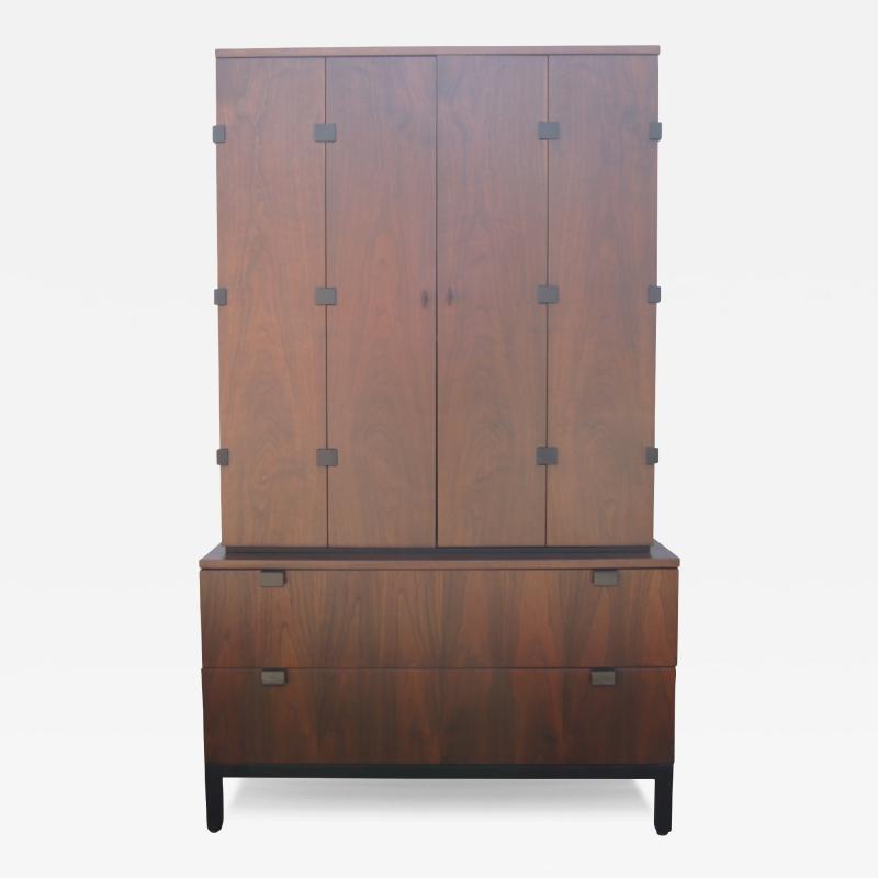 Milo Baughman Walnut Highboy Cabinet by Milo Baughman for Directional