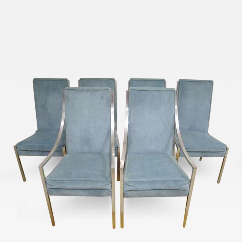 Milo Baughman Wonderful Set of 6 Solid Aluminum Milo Baughman style Dining Chairs