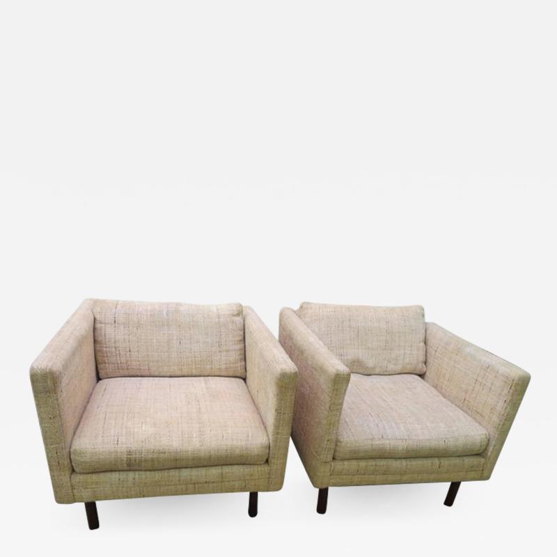 Milo Baughman Wonderful Signed Pair of Milo Baughman Cube Chairs Mid Century Modern