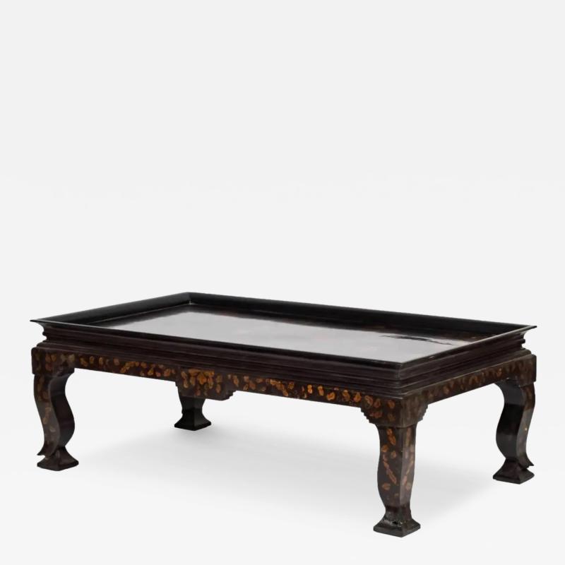 Ming Style Chinoiserie Black Lacquer Coffee Cocktail Table