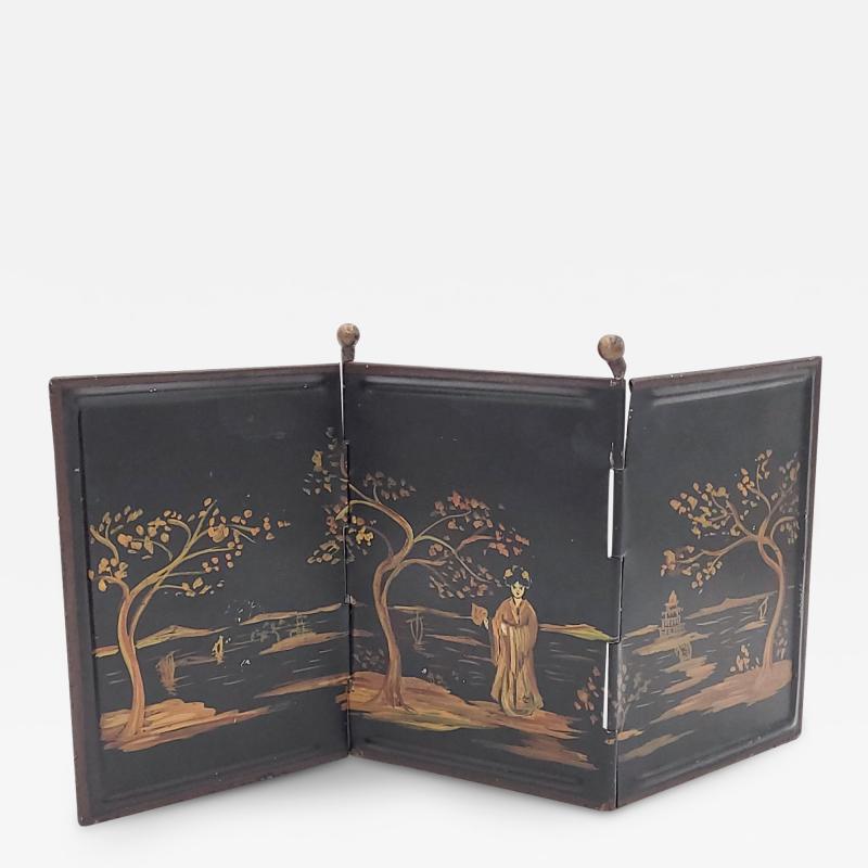 Miniature Japanese Lacquer Screen circa 1950