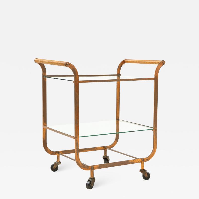 Minimalist Copper Bar Cart Original Patina 1950s France