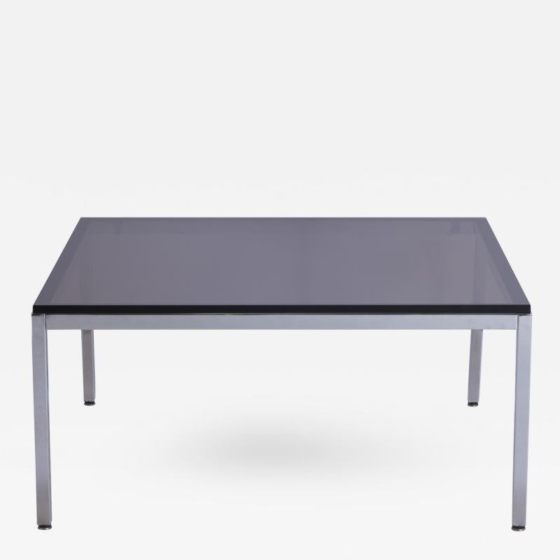 Minimalist Square Chrome Cocktail Table with Smoke Glass