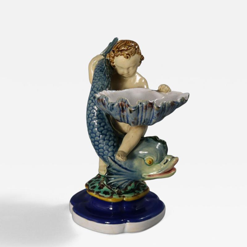 Minton Majolica Boy and Dolphin Salt