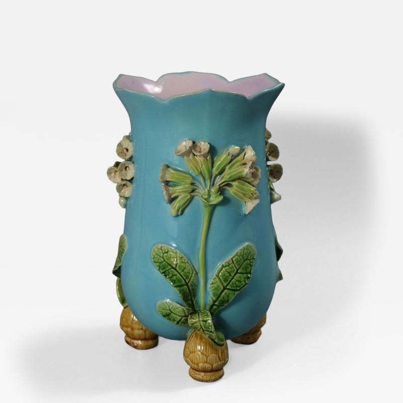 Minton Majolica Floral Vase with Bulb Feet