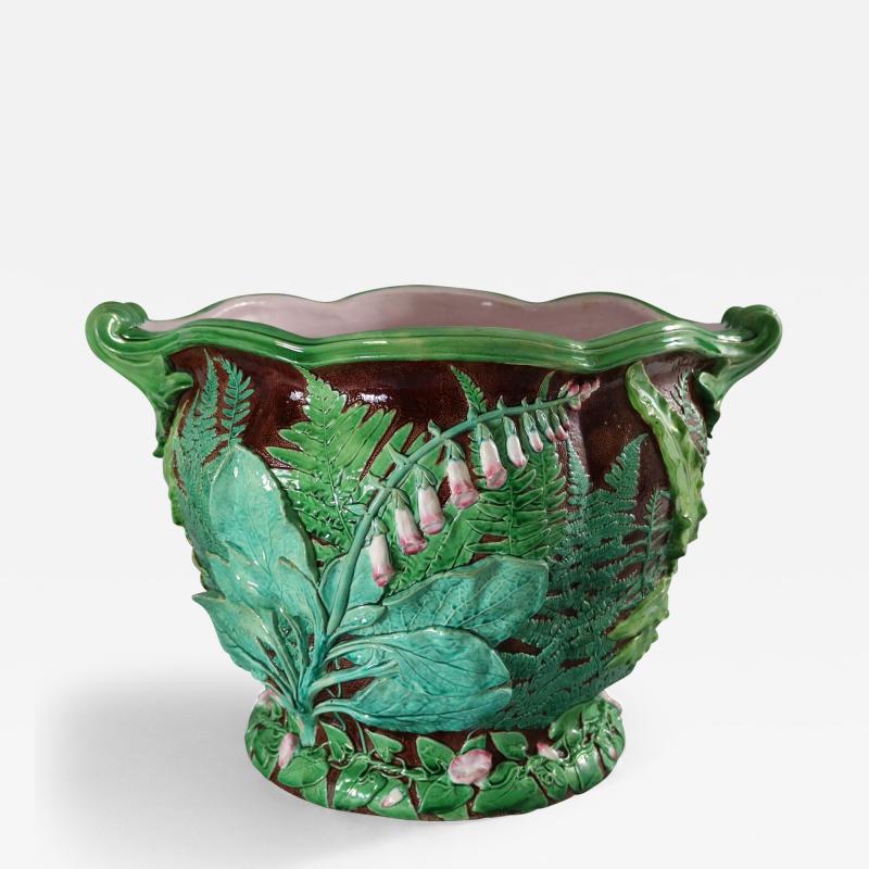 Minton Majolica Foxglove and Ferns Jardiniere