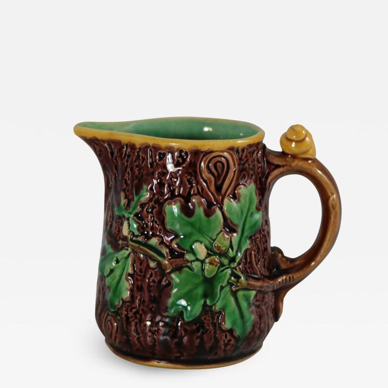 Minton Majolica Oak Jug Pitcher with Snail Handle