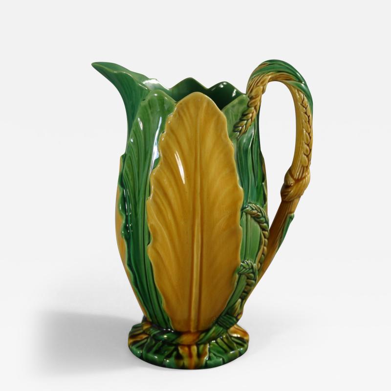 Minton Majolica Wheat And Leaves Jug Pitcher